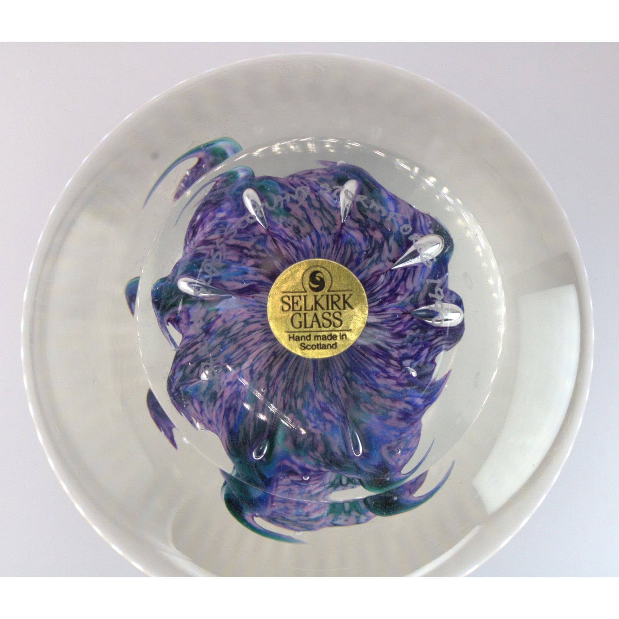 Vintage Selkirk Glass Paperweight: Scottish Art Glass, Purple