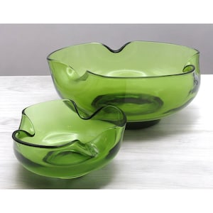 vintage Anchor Hocking bols de service à croustilles et à trempette en verre vert clair Avacado