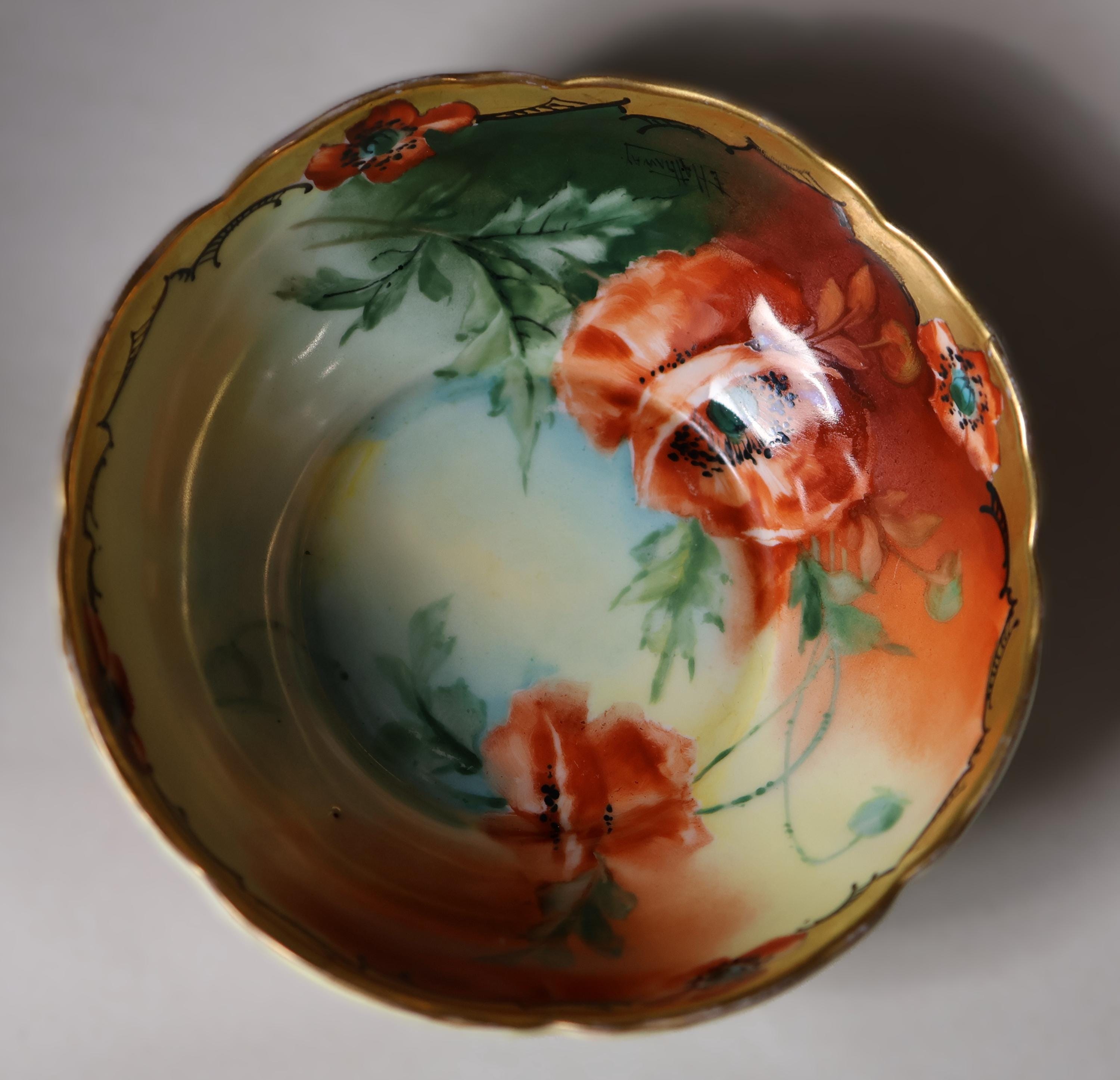 Pickard Hand Painted Poppy Bowl – Antique 6.25