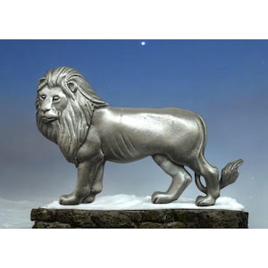 Vintage 1980&#39;s JJ Jonette Jewelry Large 2.5&quot; Pewter Lion Brooch