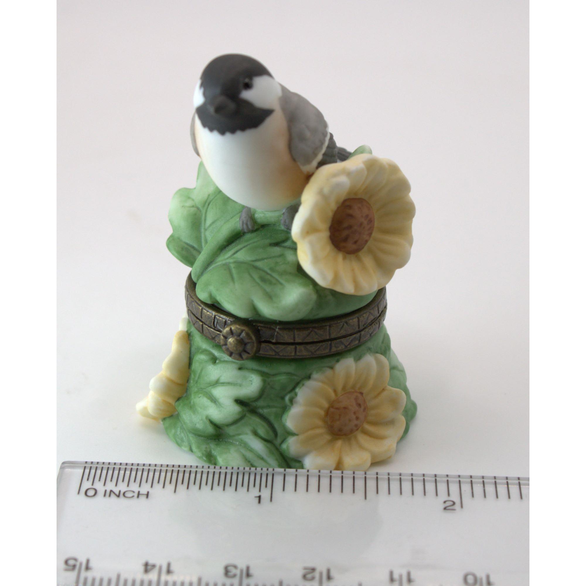Black-capped Chickadee Porcelain Trinket Box | Collectible Bird
