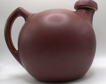 Vintage Niloak Pottery Jug, Burgundy Swirl Stoneware, Art Deco Pitcher