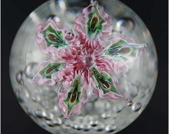 Murano Ferro & Lazzarini Tradescantia Floral Lampwork Glass Paperweight