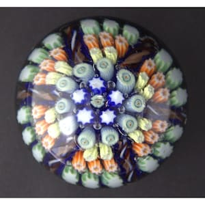 Vintage Scottish Millefiori Glass Paperweight Strathearn/Vasart Style Art Glass Collectible