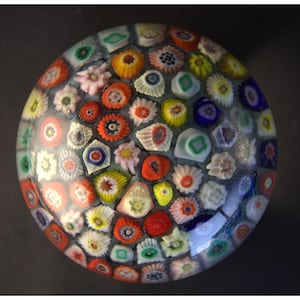 Vintage Scottish Millefiori Glass Paperweight Strathearn Vasart Inspired Floral Design
