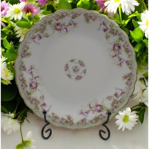 Antique Limoges France Hand-Painted Floral Plate 9&quot; Diameter Porcelain