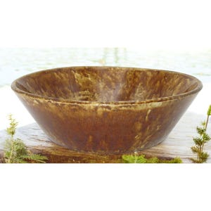 Antique Rockingham Yellow Ware Ceramic Creme Mixing Bowl Brown Glaze 8.5&quot; x 2.5&quot;