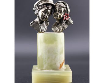 Ron Lee Clown Figurine Signed 83 Sharing Hotdog With Dog Onyx Base