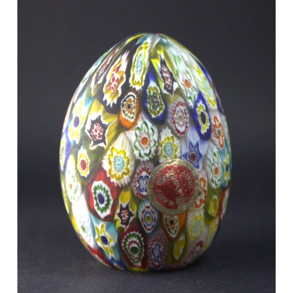 Murano Glass Italy Egg Paperweight Murano Millefiori Glass Egg