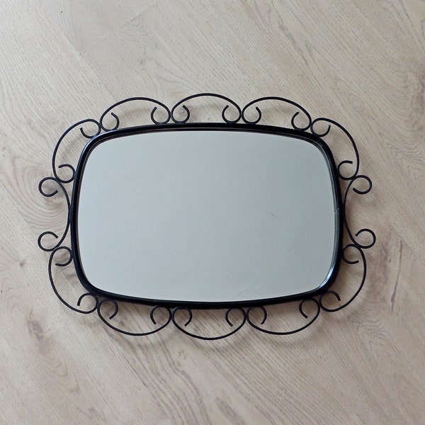 Miroir vintage en métal - PURINOX OXYDOR Paris -  Années 50