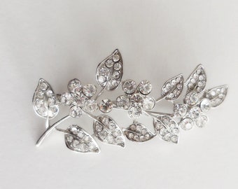 Broche de fleur de strass vintage TOP marqué ton argent - France
