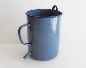 Pot vintage métal émaillé bleu - Bock - Années 40-50