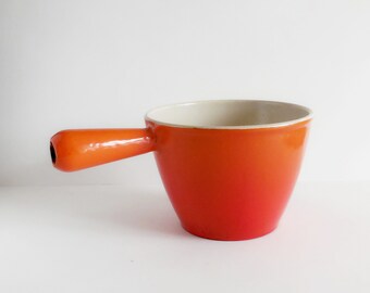 Caquelon Le Creuset - Fonte émaillée orange - Années 70 - France