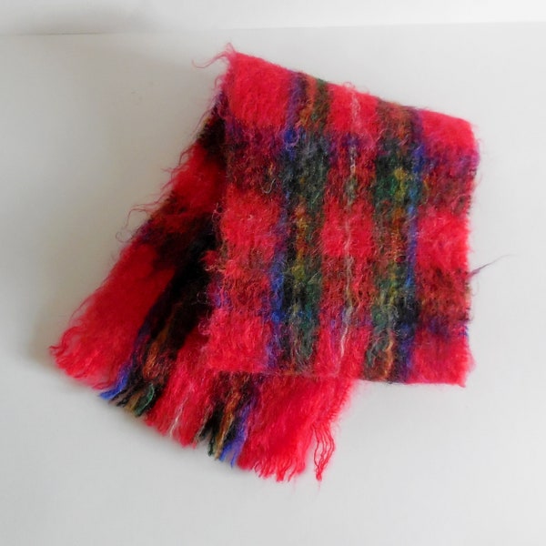 Echarpe vintage écossaise - Mohair et laine.