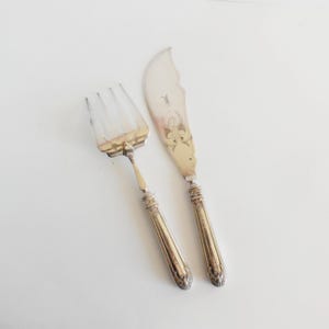 Couverts service à poisson anciens - Argent fourré et méta argenté - Début XXème