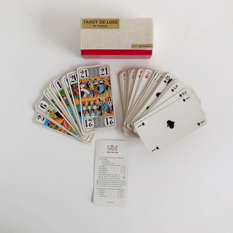 Jeux De Cartes Tarot De Luxe Grimaud 78 Cartes Annees 50 60 Etsy Hong Kong