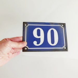 Plaque vintage de rue numéro 90 - acier émaillé - Années 50