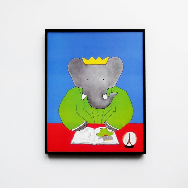 Affiche BABAR - Impression originale - Jean de Brunhoff - 1990