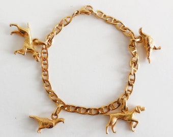 Bracelet vintage à breloques - Plaqué or - Années 80