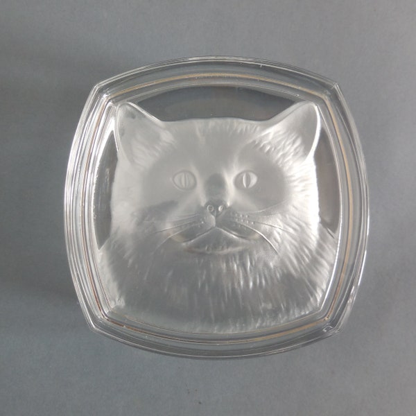 Boite vintage en verre, décor chat - Années 80