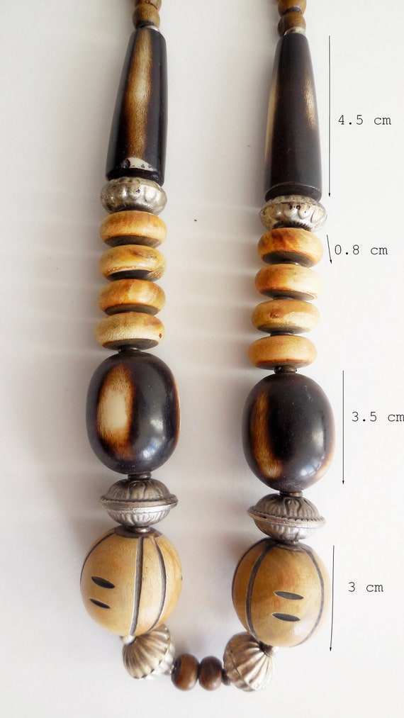 Collier de perles vintage - Bois et métal - Année… - image 6