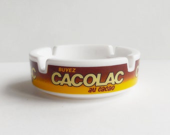 Cendrier vintage CACOLAC en opaline - Années 70-80