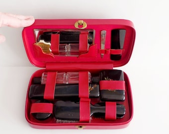 Trousse de toilette de voyage  -Cuir -  Années 60