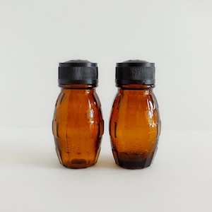 Sel-poivre vintage en verre ambré - Années 70