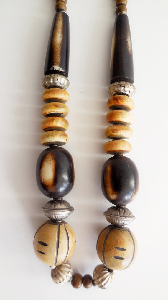 Collier de perles vintage - Bois et métal - Année… - image 5
