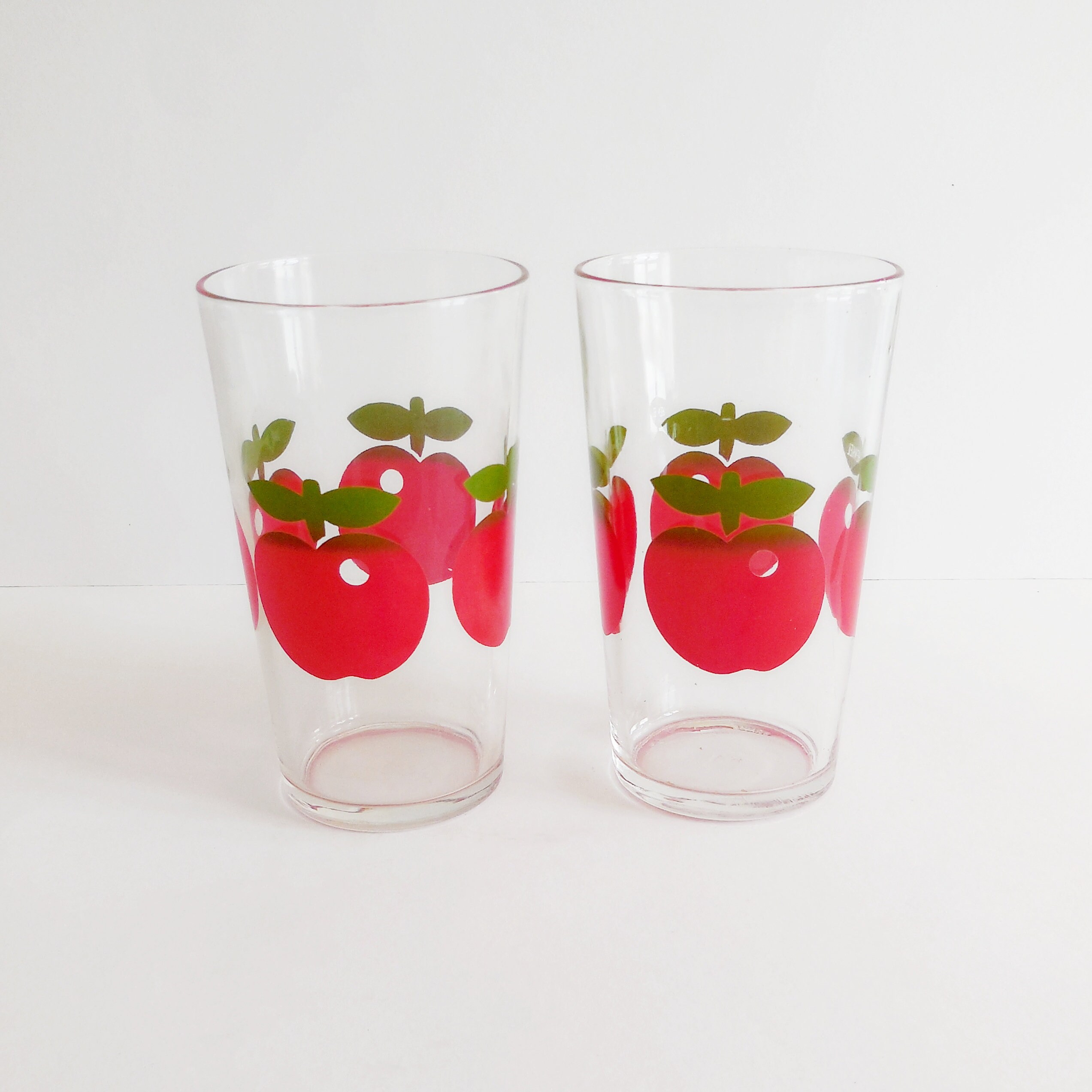 Verres Vintage Henkel Pommes Rouges - Lot de 2 Années 70