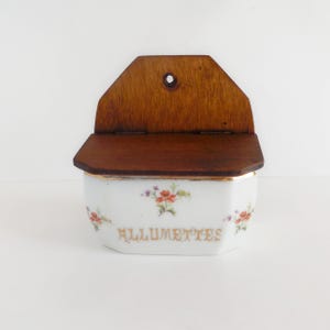 Boite ancienne allumettes - Céramique/bois - Années 30-40