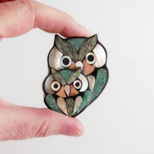 Broche vintage hiboux ou chouettes - Années 80