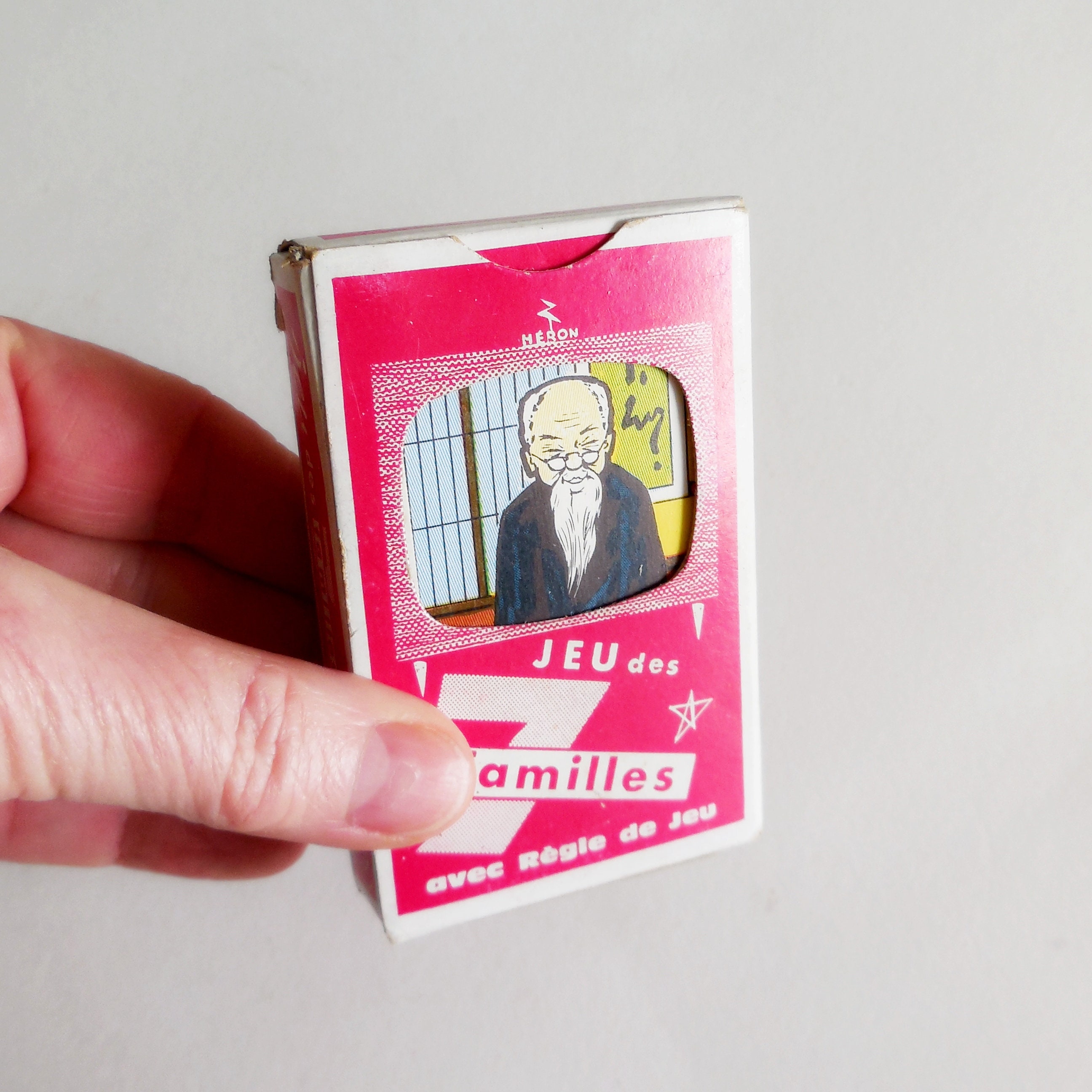 Jeu De Cartes Ancien – 7 Familles "Sept Records" – Héron – Vintage 1970-80
