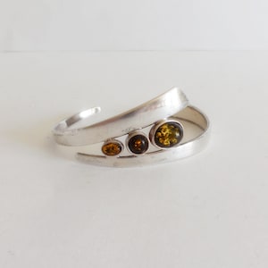 Armband argent et ambre - Années 80er