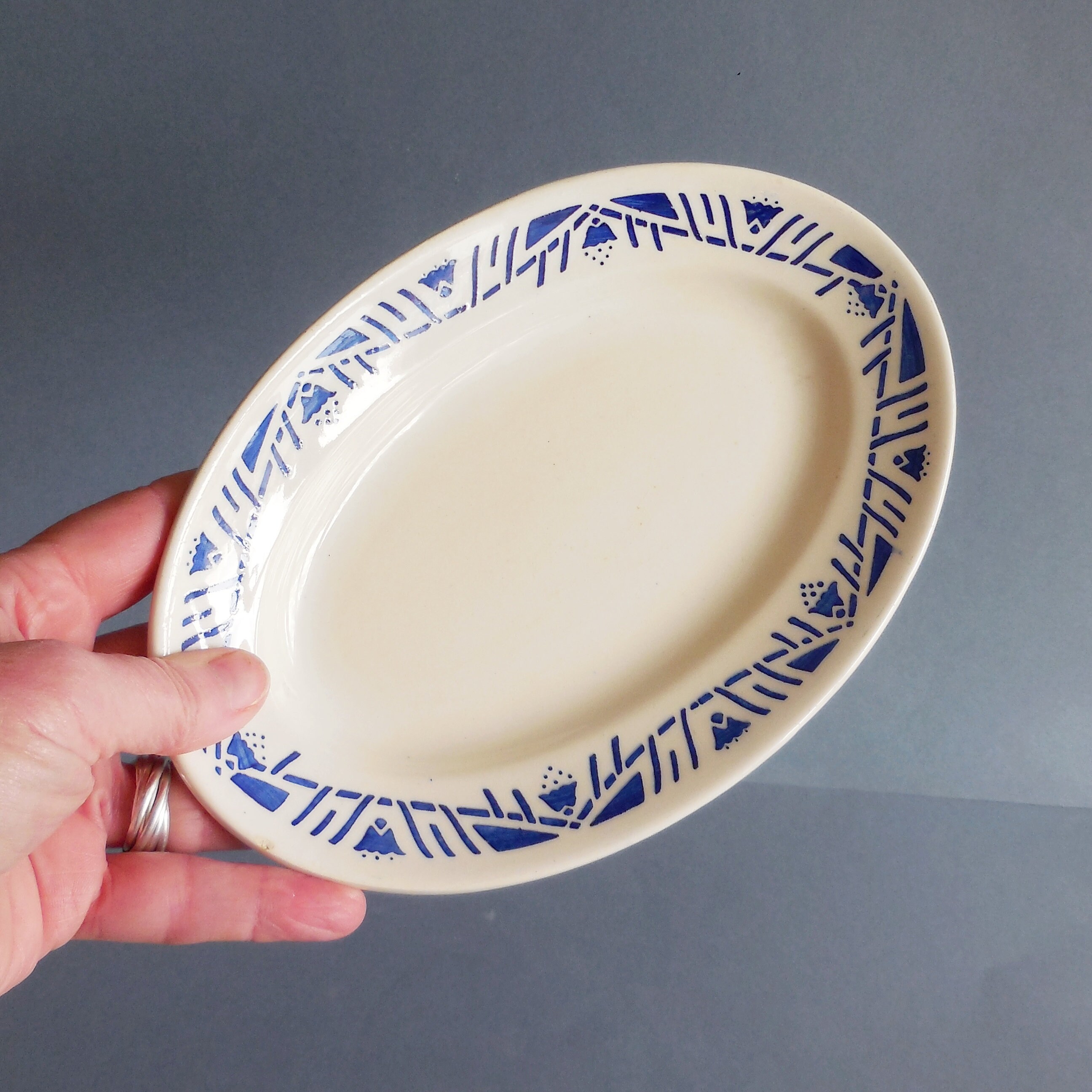 Plat Ancien Ovale - Faïence de Lunéville/France Années 30-40