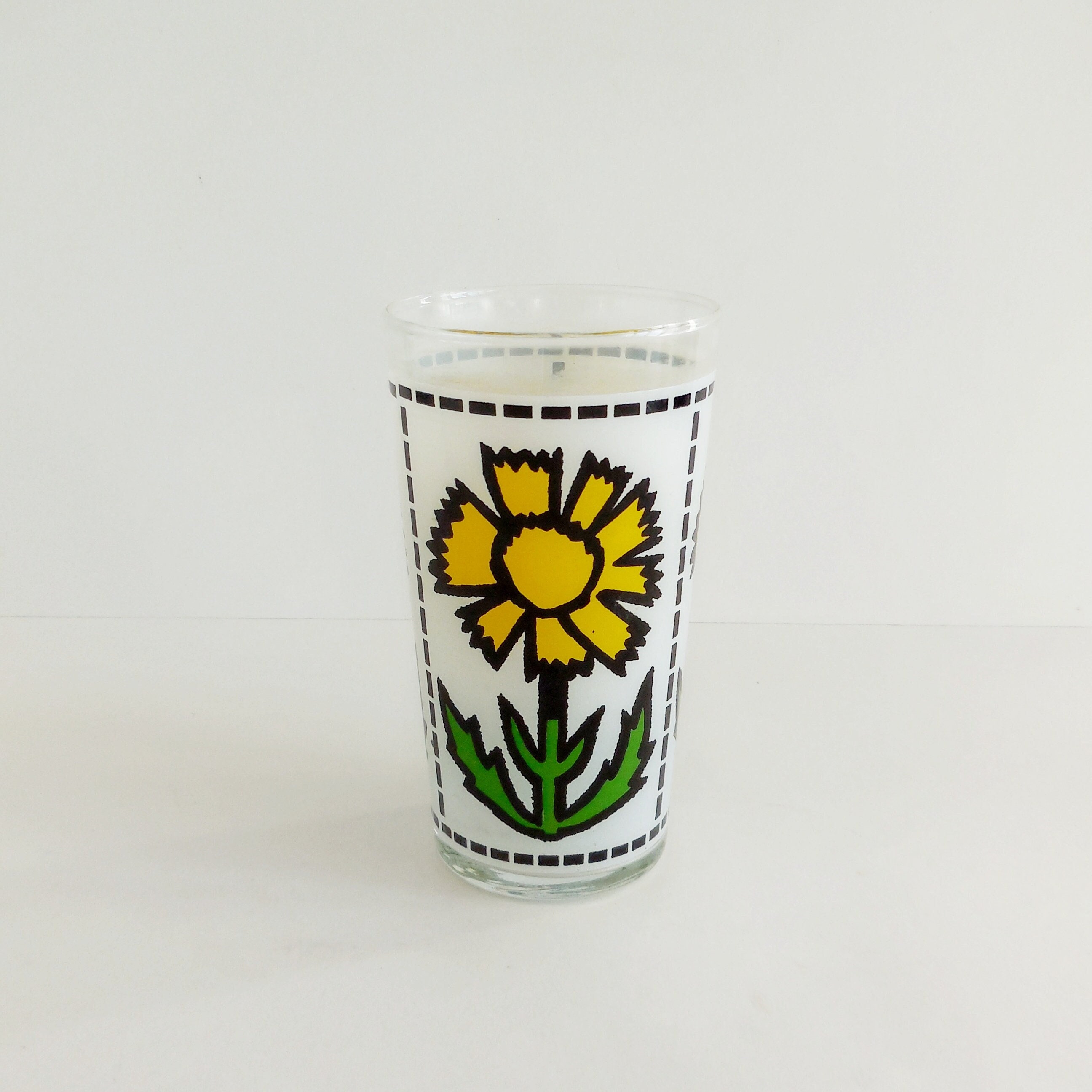 Verre Vintage Fleurs - Années 70