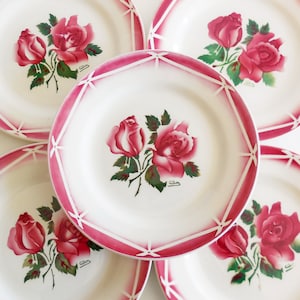 Assiettes à dessert anciennes Digoin Sarreguemines France - Années 40