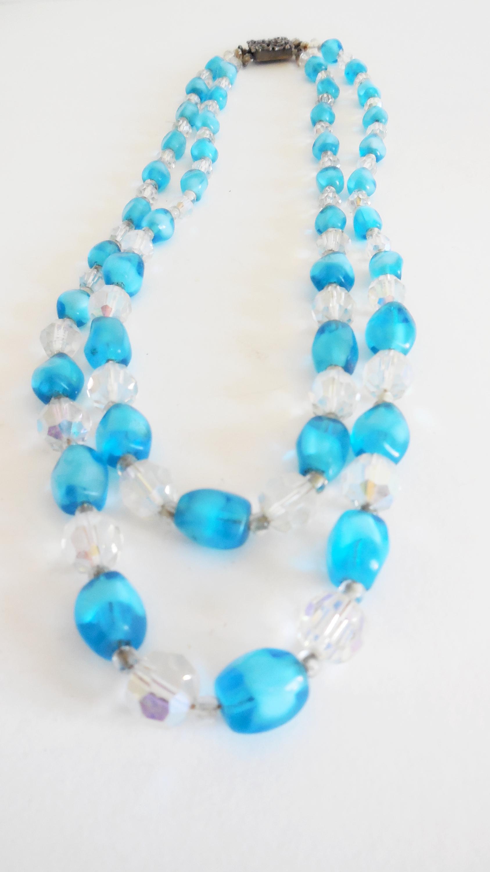 Collier Perles En Pâte De Verre Vintage 1950/1960 - Occasion, Bon état, Grappe Raisin