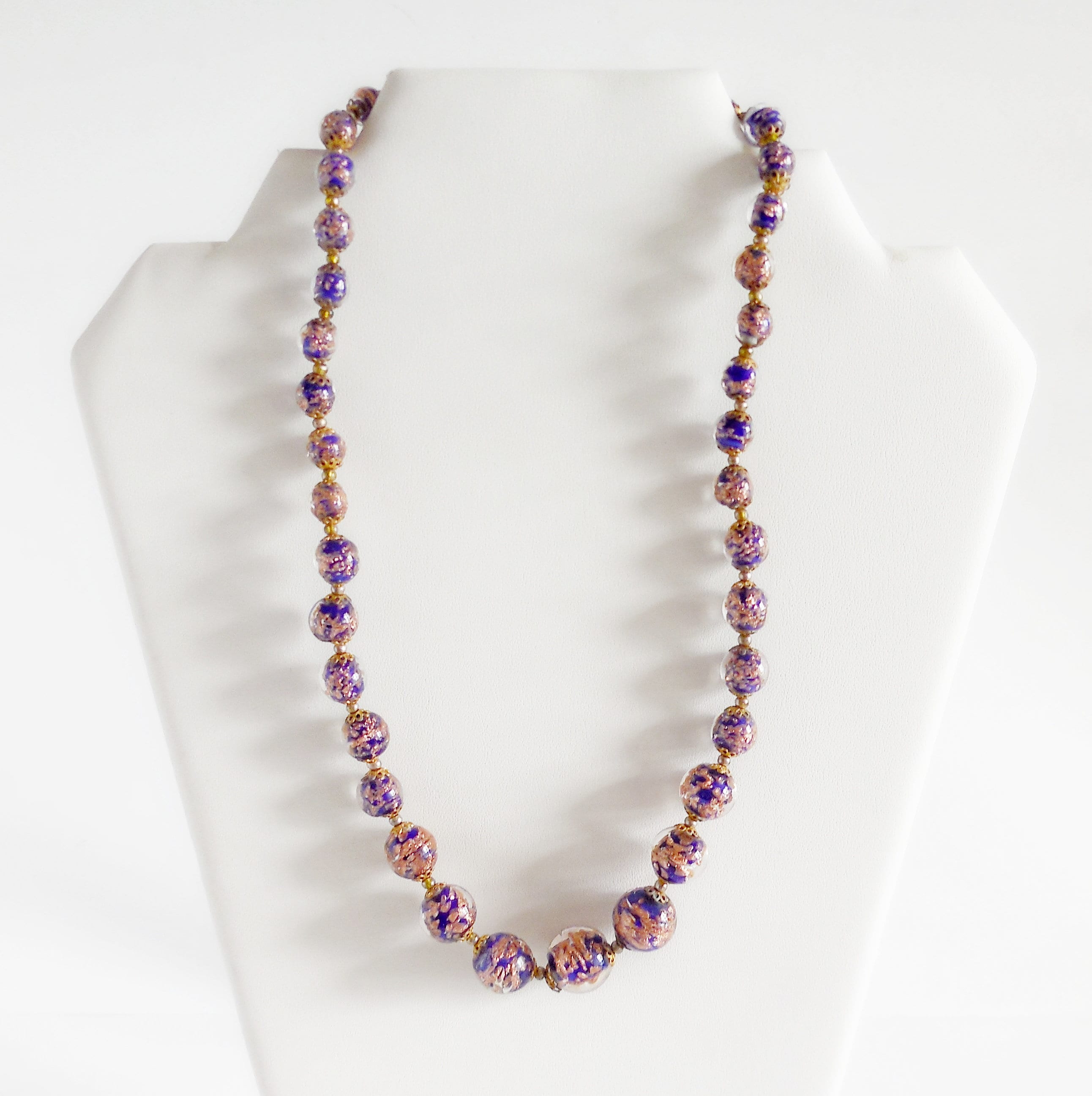 Collier Vintage En Perles De Verre Soufflées Murano - Années 60/70 - Occasion - Bijou Rétro