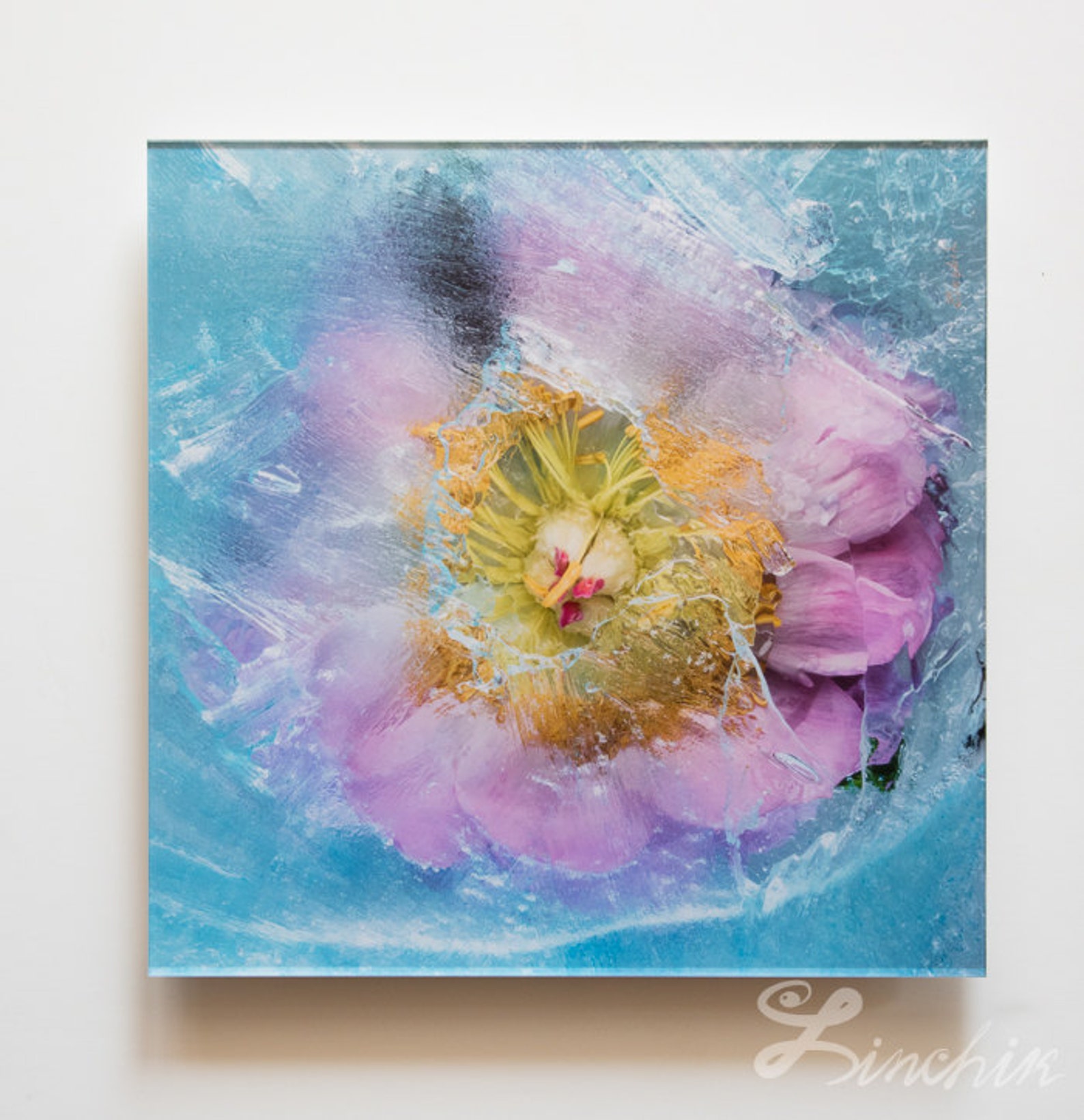 Blue Flower Abstract Wall Art Print Set of 2 prints Ready to Etsy