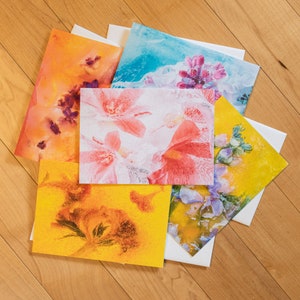 Set of 5 Fine Art Blank Greeting Cards wenvelopes All Occasion Cards large 5x7 Handmade blank Note Cards Beautiful Floral Collection