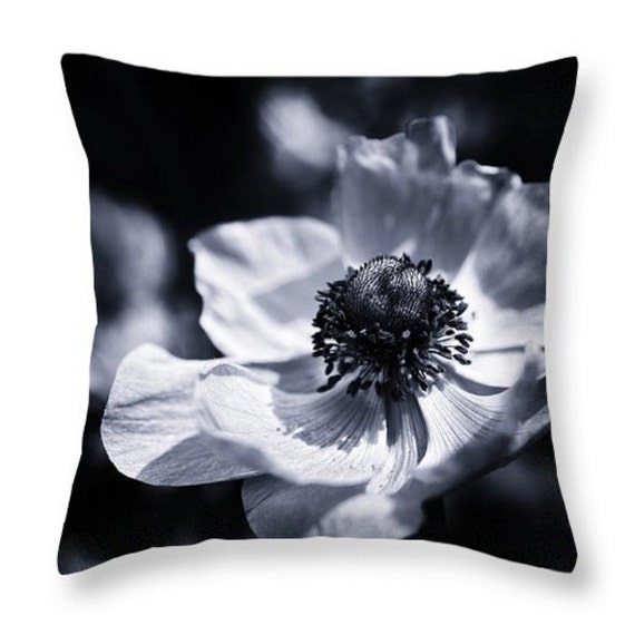 Giant Blooming Flowers Pillow Case / Throw Pillow. Black White Etsy
