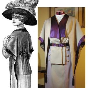 Digital Sewing Pattern Multi-Sz ~ Elegant 1912 Edwardian Cape-Jacket - PDF format to Print at Home - Sm/Med & Lrg/XL Incl&#39;d. (#1912-A-006)