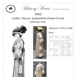 1912 Duster Sewing Pattern with Lace Trim (PAPER pattern - to U.S. only) #1912-A-028