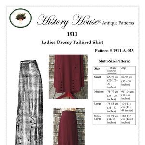 Antique Pattern(Paper)~Ladies' 1911 Tailored Skirt MULTI-Sz. Pattern#1911-A-023 (PAPER version, to U.S. only)