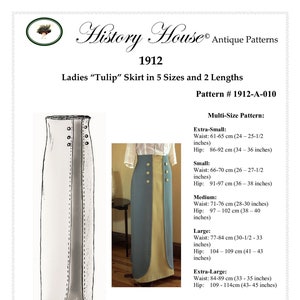 Digital Sewing Pattern Multi-Sz 1912 Edwardian/Titanic 'Tulip' Skirt PDF to Print at Home 5 Sizes included Pattern1910-A-010 image 2