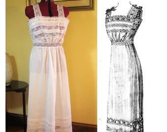 1912 Ladies' "Combination" (Slip) PDF Sewing Pattern: Antique Lingerie - Multi-Size (Pattern#1912-AL-002)