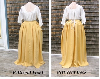 18th Century Replica Linen Petticoat - Waist: 31" to 34" - Unhemmed or custom hemming options - See description