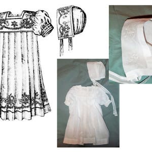 Digital Pattern~ Sweet 1912 Edwardian Baby Dress or Christening Gown & Bonnet~Real-size PDF to Print at Home (Pattern #1912-B-001)