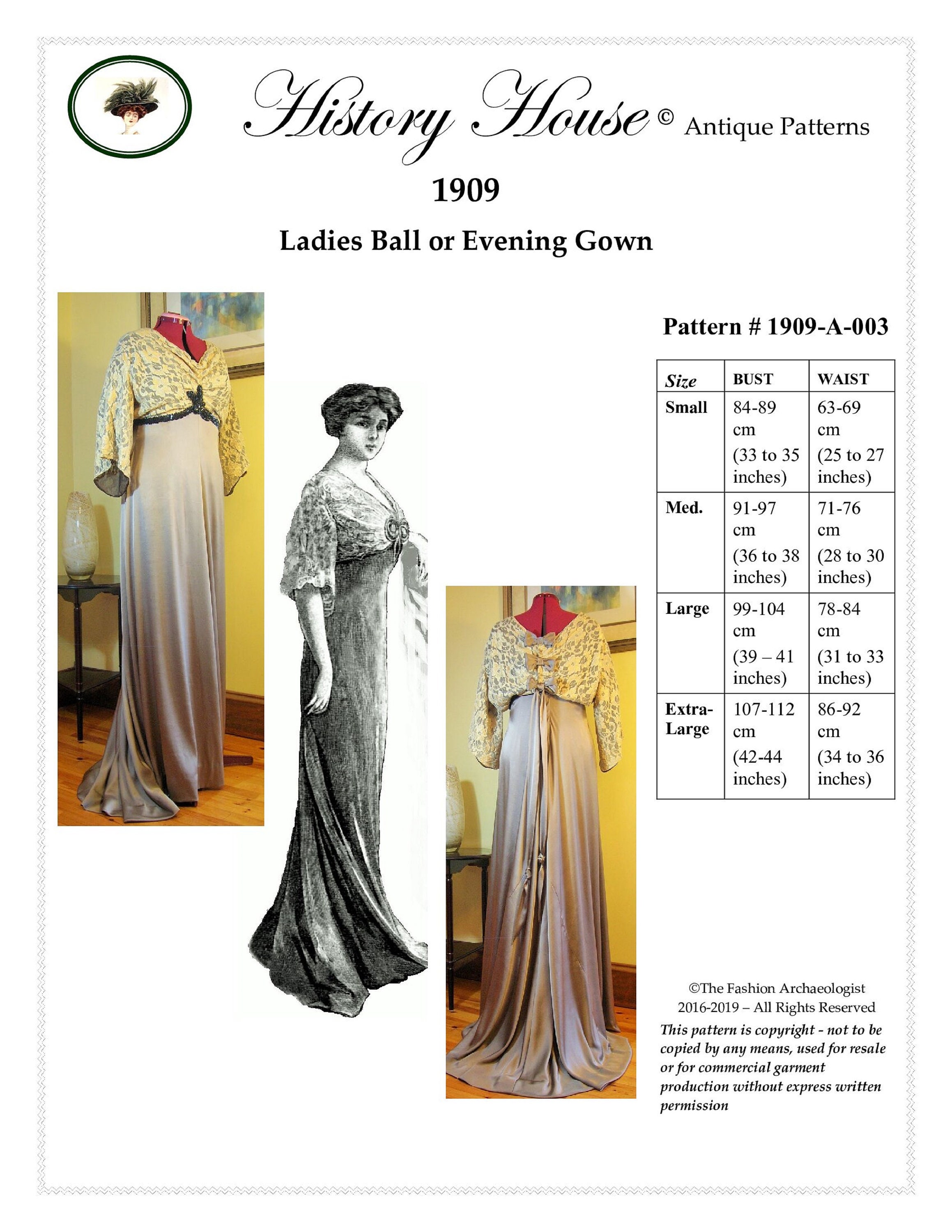 Digital Sewing Patternladies' 1909 Edwardian Titanic Grand Ball